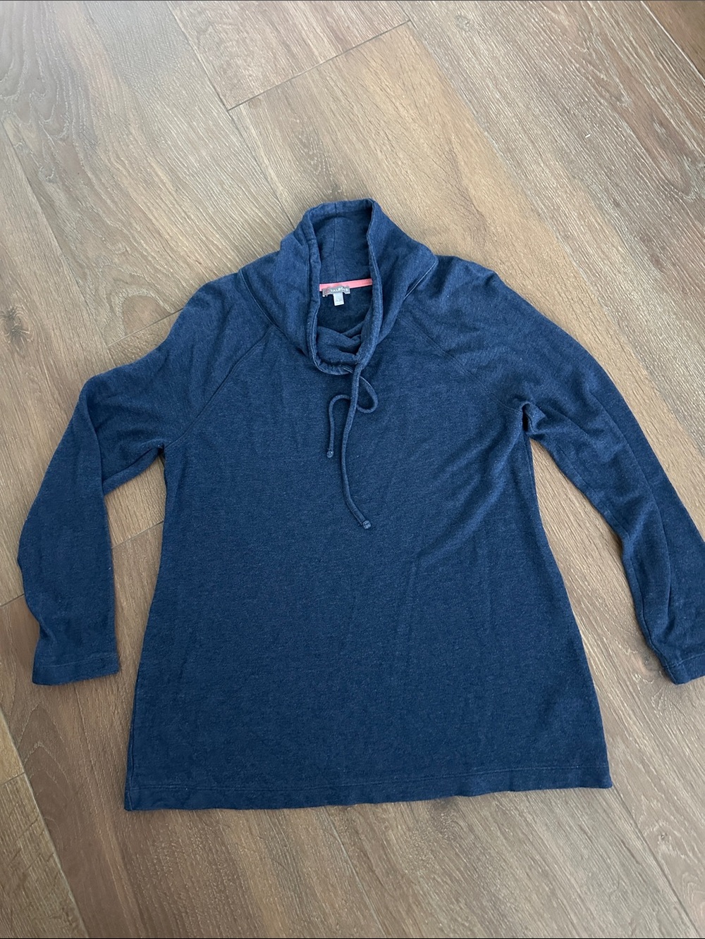 Talbots Navy Blue Cowl Neck light weight long sleeve top.